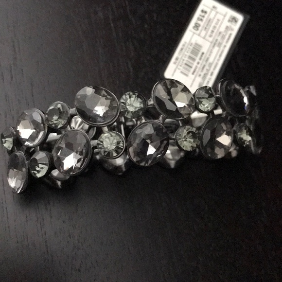 Adjustable Stretch Grey Rhinestone Beaded Party Bracelet NEW - Picture 3 of 4